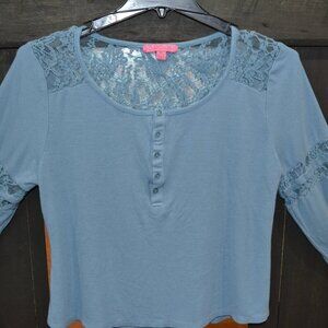 Blue Long Sleeve/Laced Tee - 2x